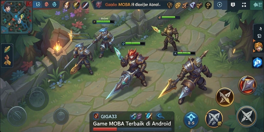 Tampilan menarik dari gameplay GIGA33 dalam pertarungan MOBA yang seru.